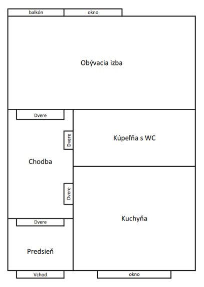 Na predaj 1-izbový byt, Ilava – pôvodný stav