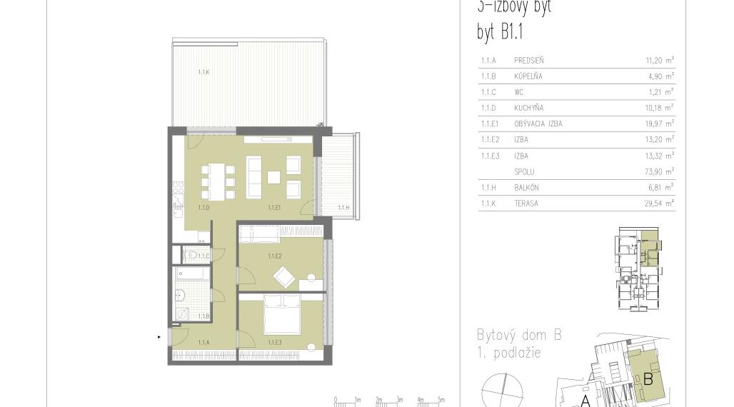 Priestranný 3i byt s veľkorysou terasou 30 m² v novostavbe