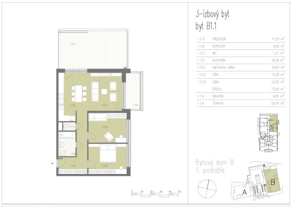 Priestranný 3i byt s veľkorysou terasou 30 m² v novostavbe