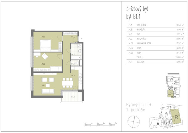 Priestranný 3i byt 85 m² s veľkými izbami v novostavbe